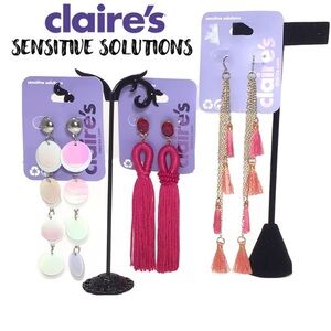 (3) Claire’s Boho Retro Long Dangle Earrings- L15